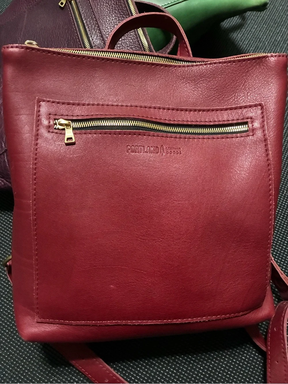 Portland Leather Cranberry Classic Backpack Tote